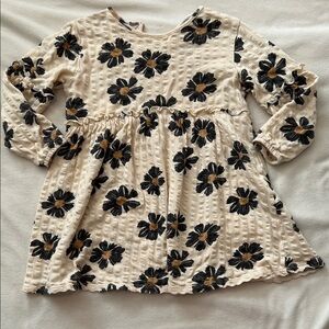 Charming Kids Floral Dress in Cream and Black